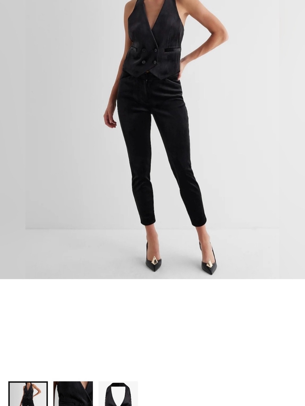 Express velvet double breasted halter vest